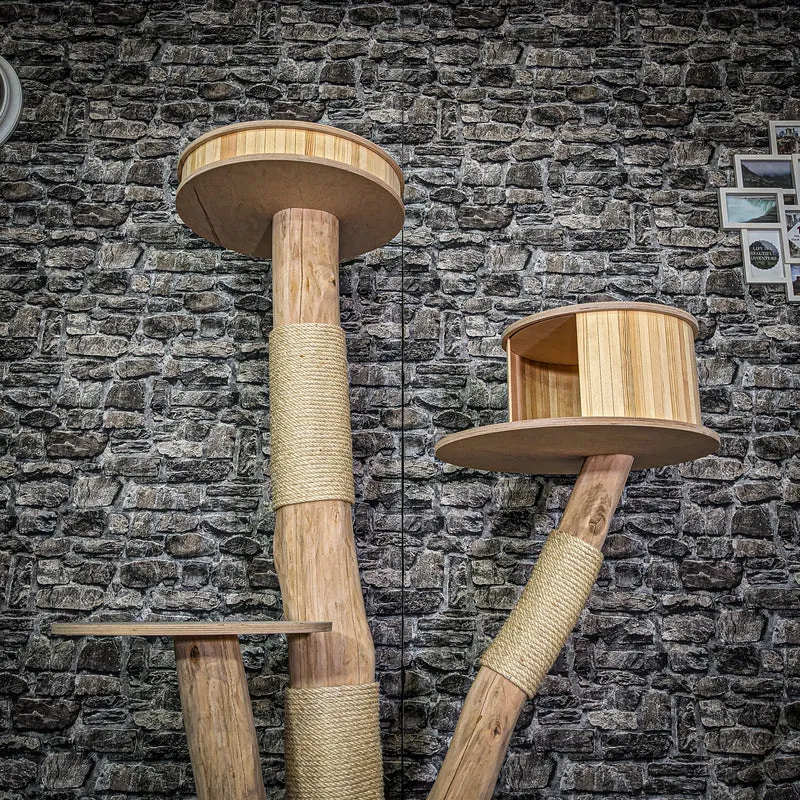 Naturkratzbaum 3786 Kratzbaum Natur Holz Design 160 cm hoch Katzenbaum