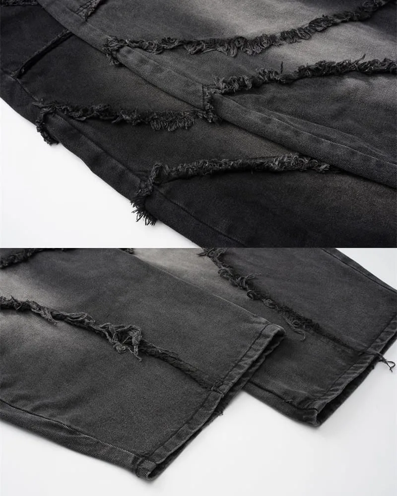 Spiral-Stitched Wide-Leg Jeans