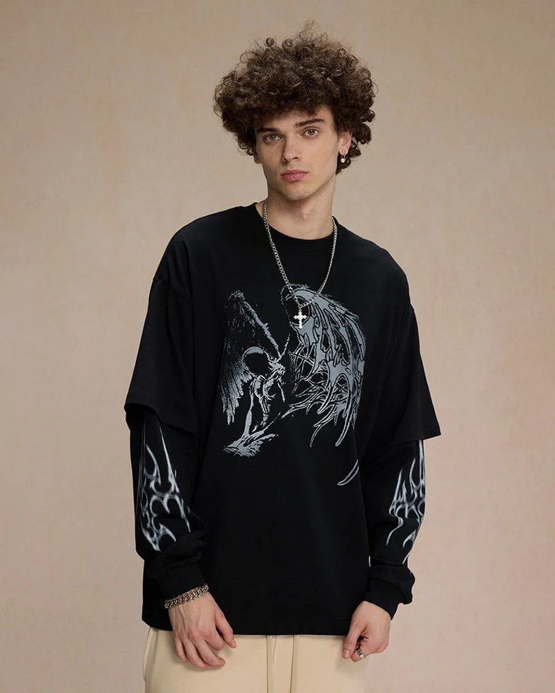 Dark Wings Unleashed · Layered Long-Sleeve Tee