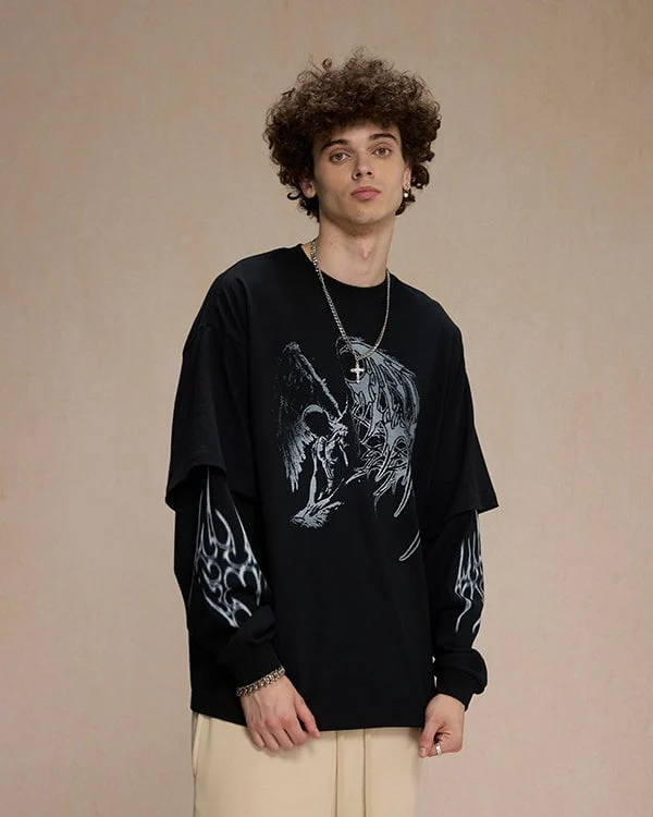 Dark Wings Unleashed · Layered Long-Sleeve Tee