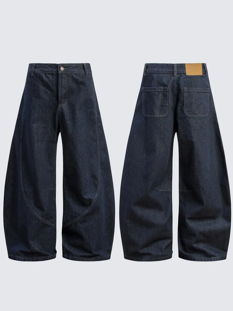 Dark Blade Pants - Wide-Leg Curved Denim
