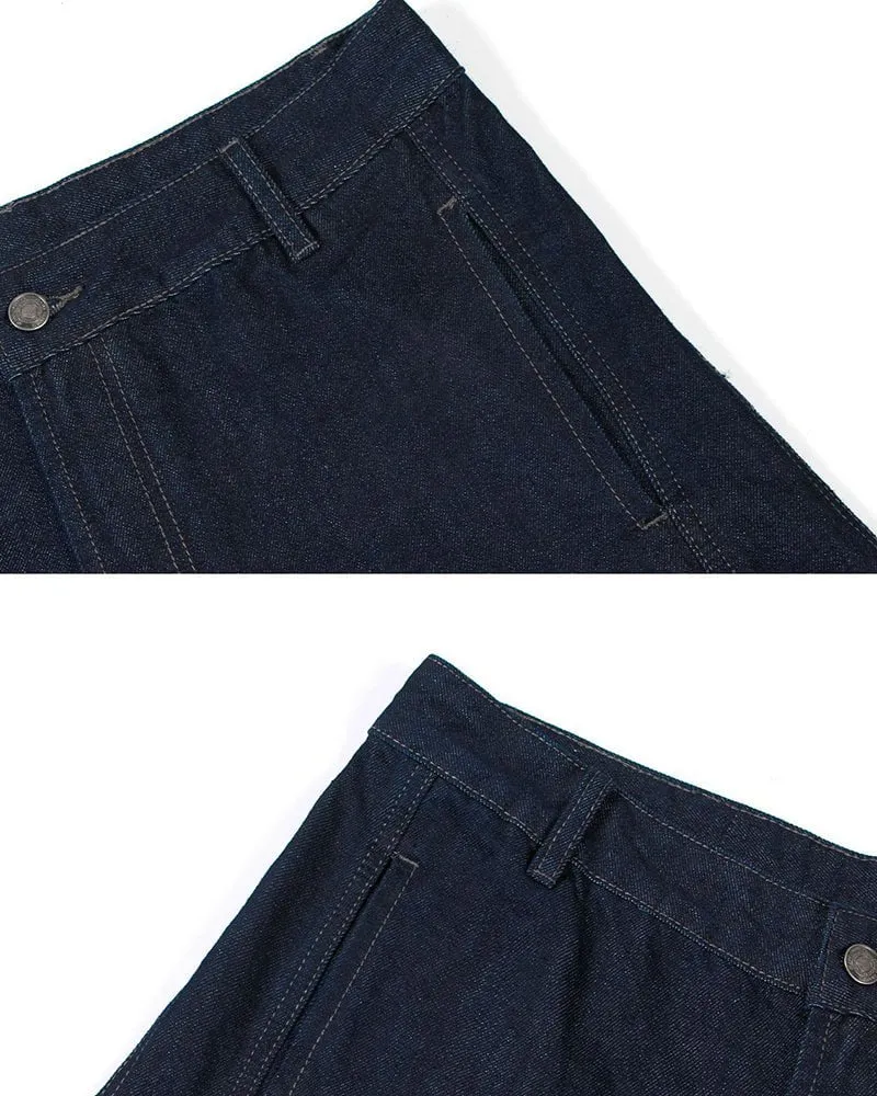 Dark Blade Pants - Wide-Leg Curved Denim