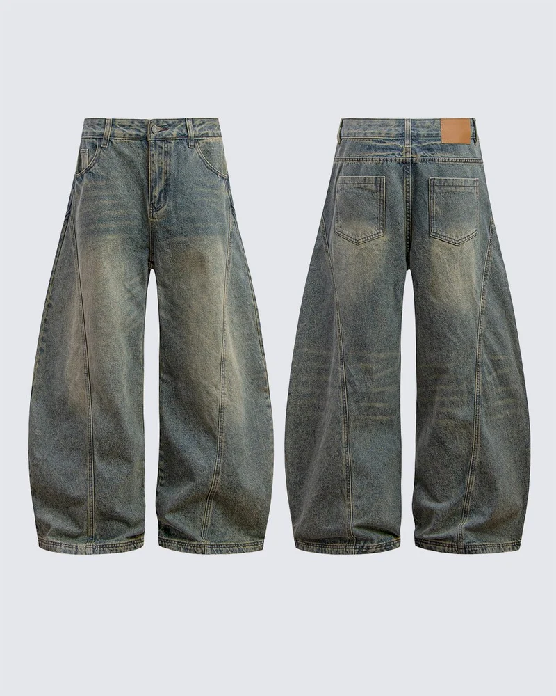 Blade Pants - Distressed Wide-Legged Denim
