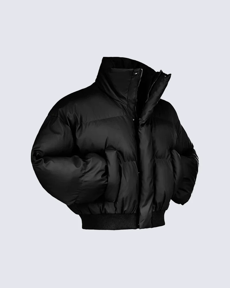 Simple High Neck Short Cotton Jacket