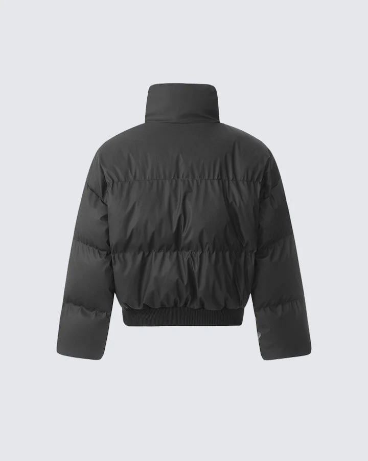 Simple High Neck Short Cotton Jacket