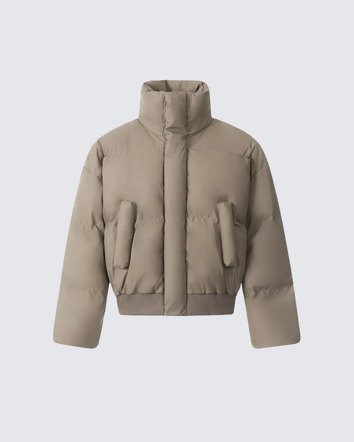 Simple High Neck Short Cotton Jacket