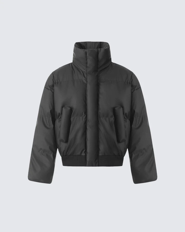 Simple High Neck Short Cotton Jacket