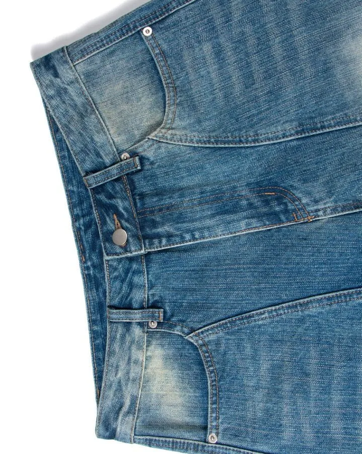 Washed Faded Curved Jeans