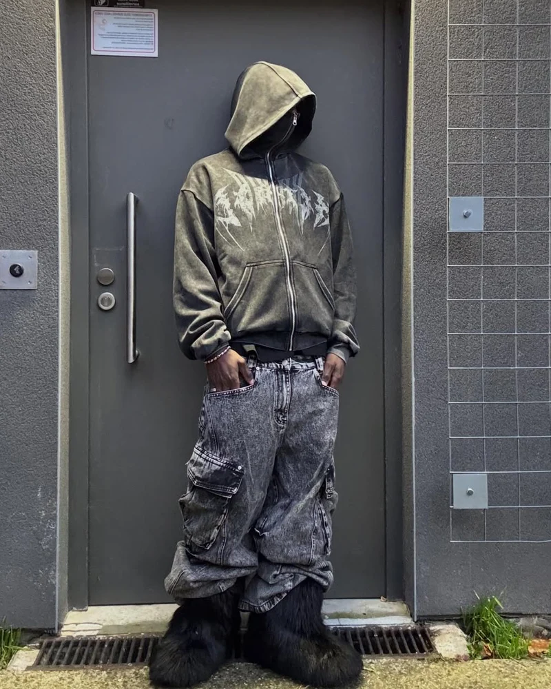KIIKIO Stonewashed Balaclava Integrated Hoodie