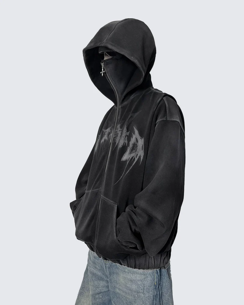 KIIKIO Stonewashed Balaclava Integrated Hoodie