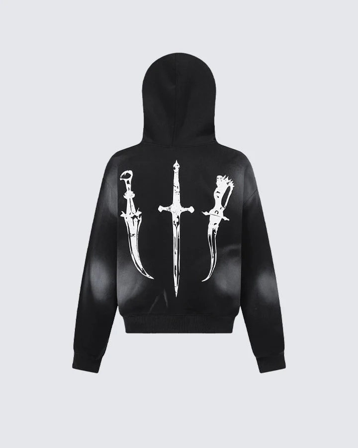 Vintage Zipper Faux Fur Hoodie
