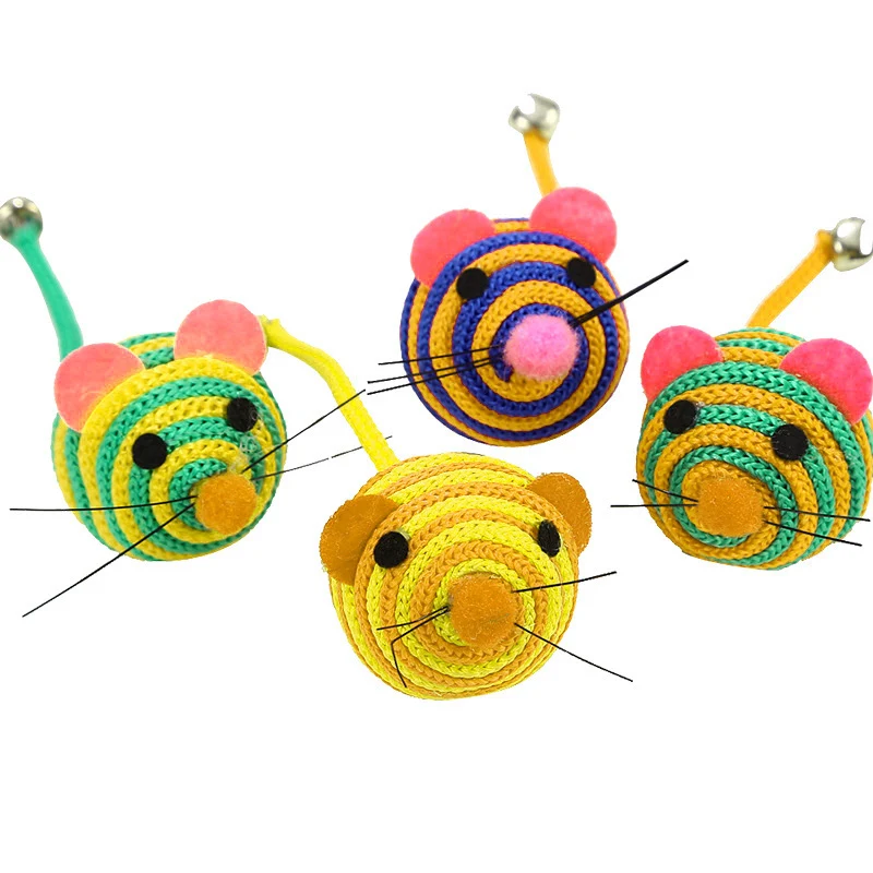 Katzen Spielzeug, Niedlich Nylon-Maus mit Geräuschstein & Glöckchen, Perfekte Spielzeug für Katzen, 2er-Pack, Zufällige Farbe
