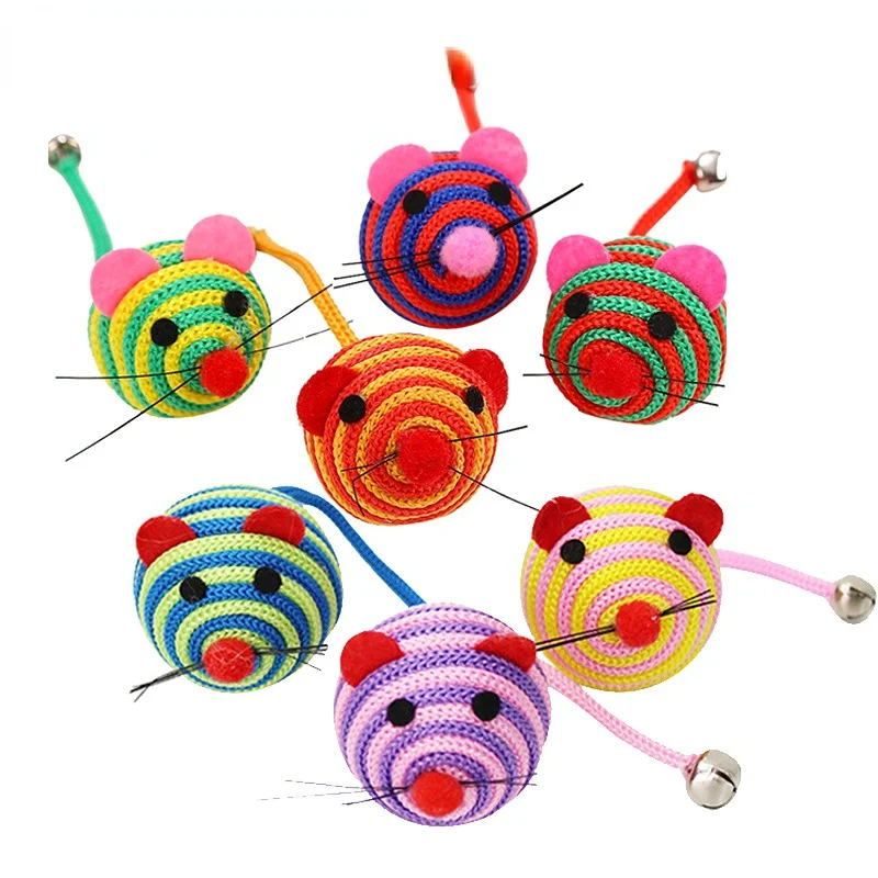 Katzen Spielzeug, Niedlich Nylon-Maus mit Geräuschstein & Glöckchen, Perfekte Spielzeug für Katzen, 2er-Pack, Zufällige Farbe