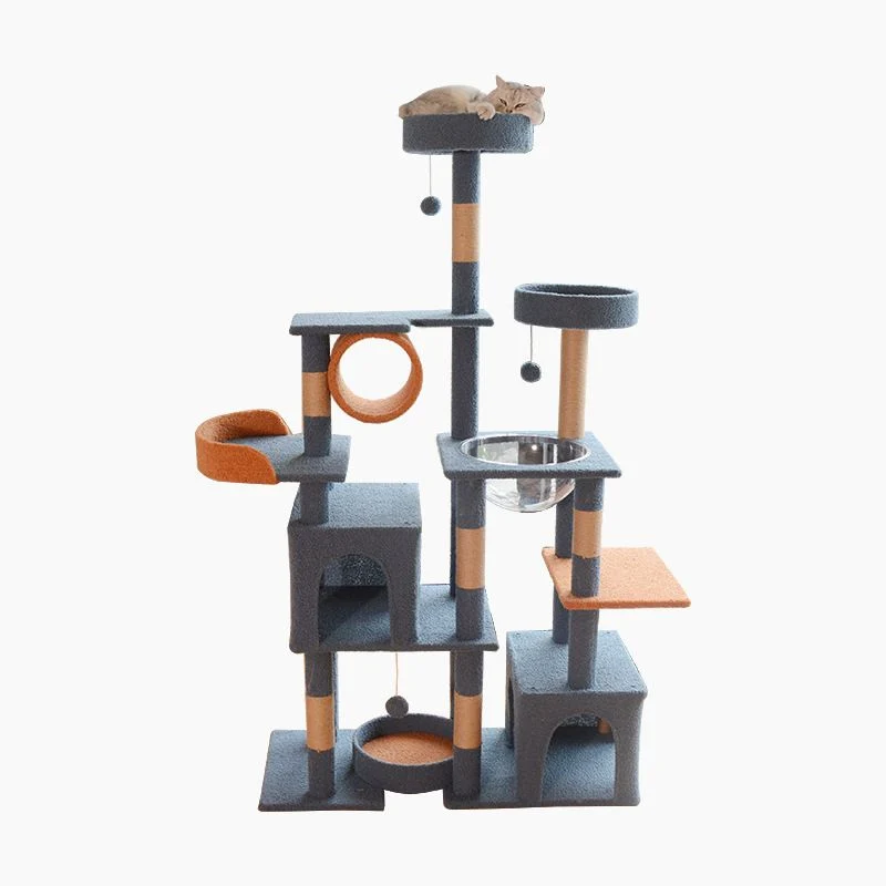 Katzenbaum XXL, Riesen Katzenbaum, Mehrstöckiger, Stabil, Katzenspielplatz mit Spielhöhle, 162 cm Höhe