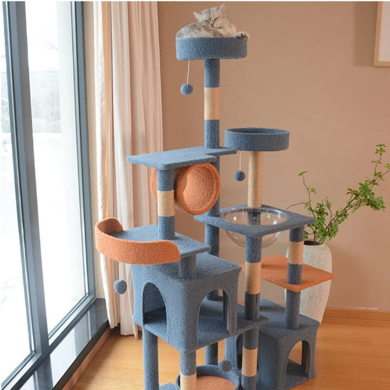 Katzenbaum XXL, Riesen Katzenbaum, Mehrstöckiger, Stabil, Katzenspielplatz mit Spielhöhle, 162 cm Höhe
