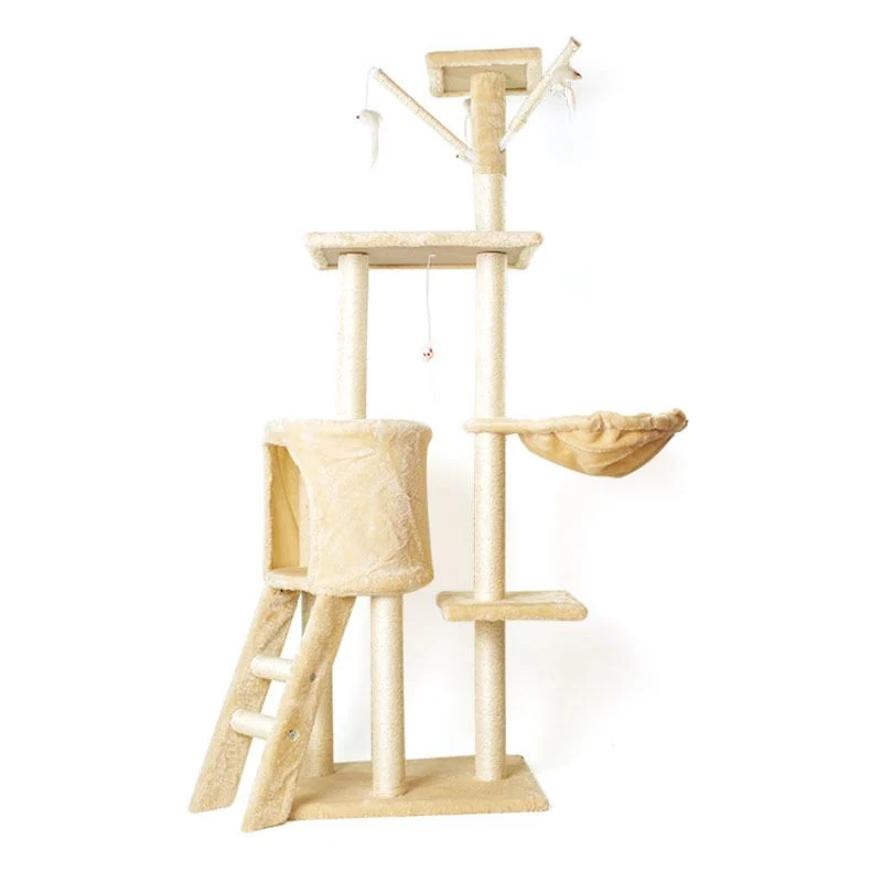 Katzenbaum More Cats, Stabiler Katzenbaum mit Bequemer Rückzugsort und Spielplatz, vielen Funktionen, HellGelb