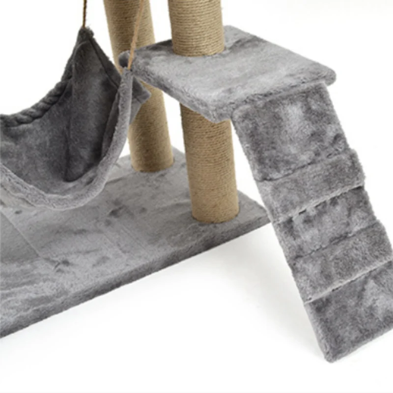 Katzenbaum, 3-in-1 Kletterbaum mit Katzenhaus, Kratzsäule und Spielball, Hochwertige Hanfseil- und Plüschmaterialien