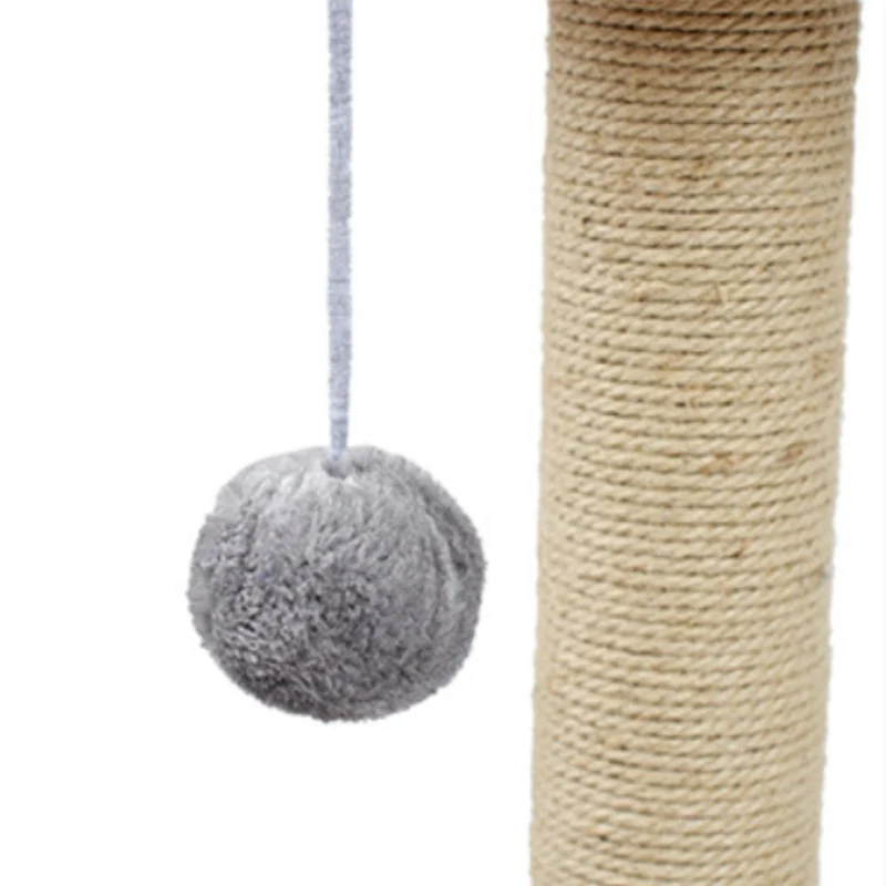 Katzenbaum, 3-in-1 Kletterbaum mit Katzenhaus, Kratzsäule und Spielball, Hochwertige Hanfseil- und Plüschmaterialien