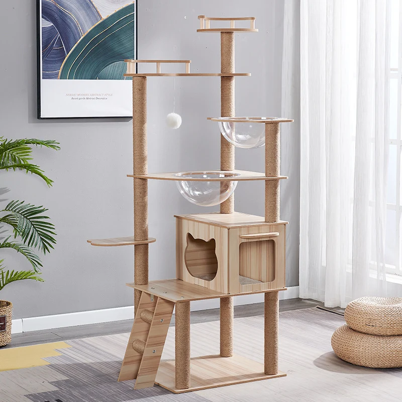 Katzenbaum, Cat Trees and Towers mit Höhle, Spielzeug und Zubehör, Katzenmöbel aus Holz, stabil, mehrere Katzen