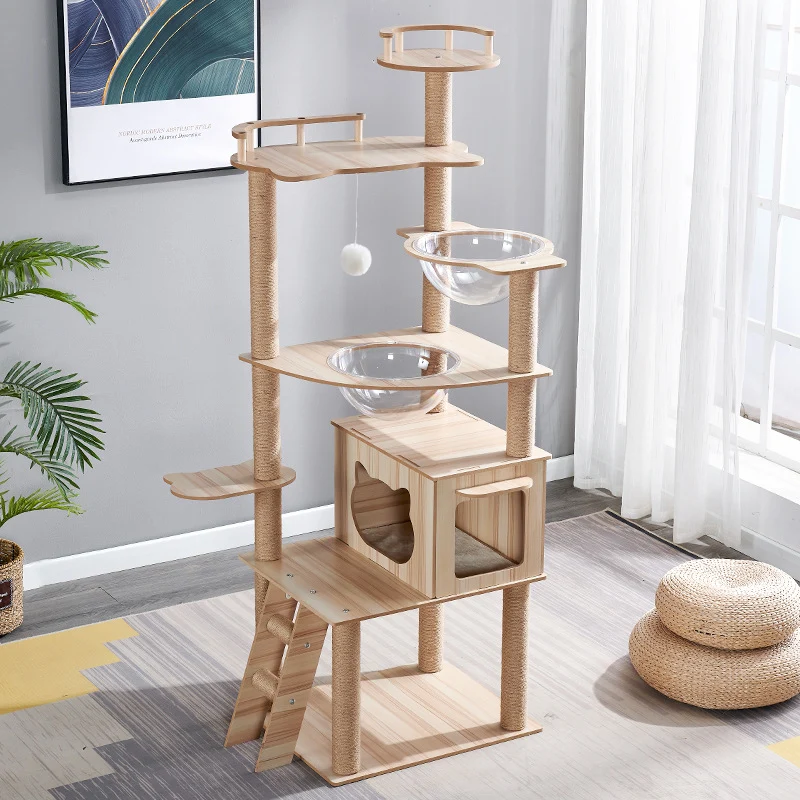 Katzenbaum, Cat Trees and Towers mit Höhle, Spielzeug und Zubehör, Katzenmöbel aus Holz, stabil, mehrere Katzen