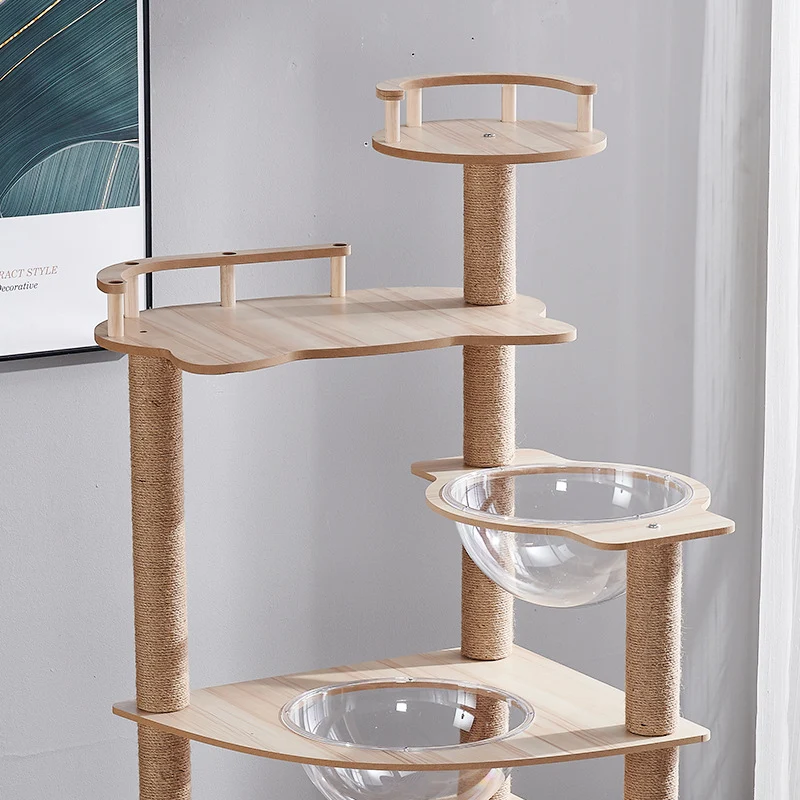 Katzenbaum, Cat Trees and Towers mit Höhle, Spielzeug und Zubehör, Katzenmöbel aus Holz, stabil, mehrere Katzen