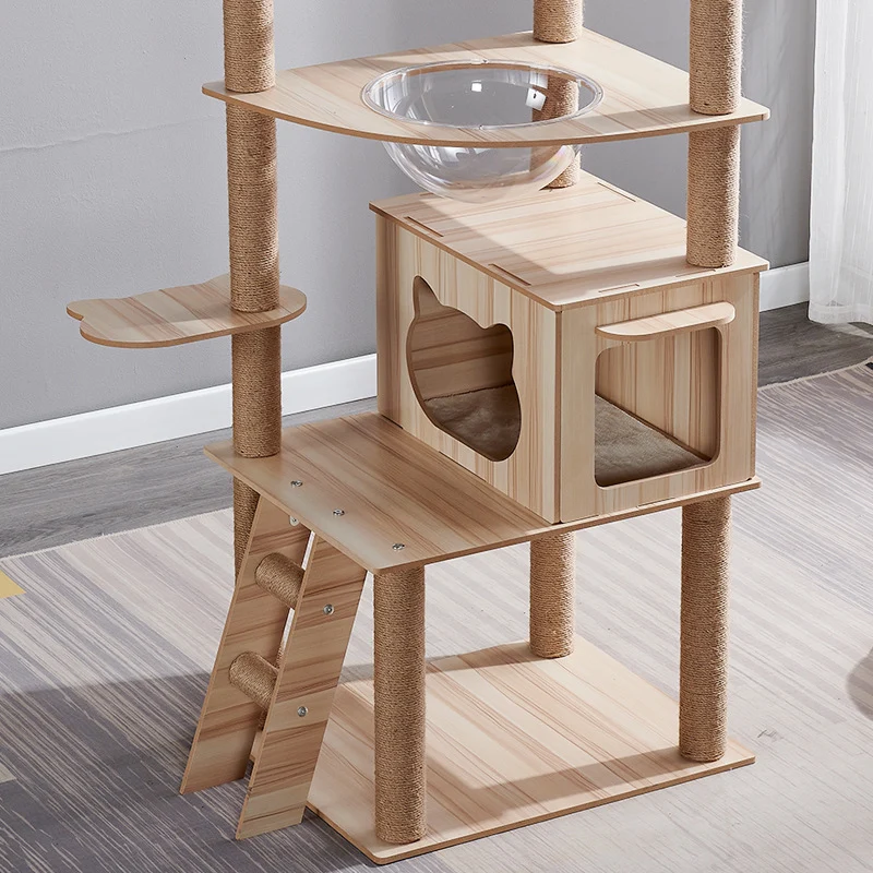 Katzenbaum, Cat Trees and Towers mit Höhle, Spielzeug und Zubehör, Katzenmöbel aus Holz, stabil, mehrere Katzen
