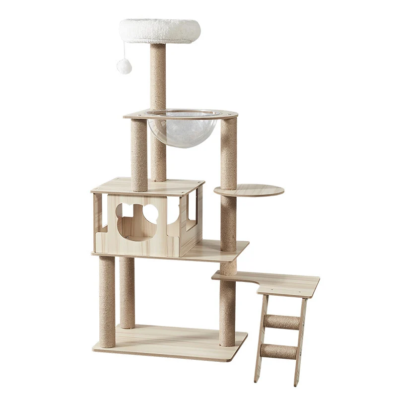 Luxus Katzenbaum, Grosse Katzenbaum 142cm, Multifunktionaler Katzenspielplatz, Eingebautes Katzenbett