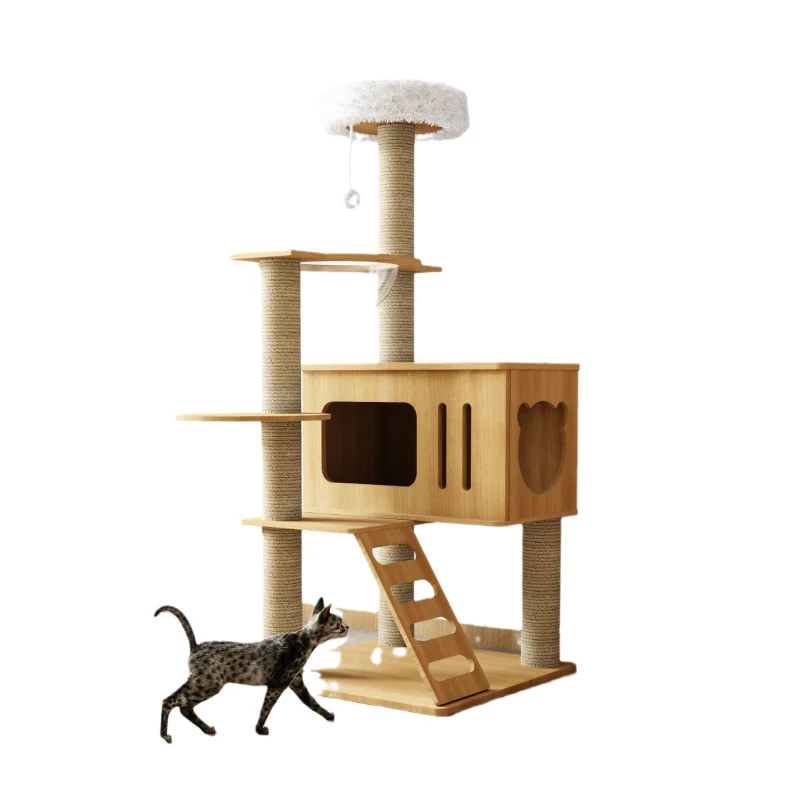 Katzenbaum Groß, Katzenbaum mit Ball Katzenspielzeug, Katzenmöbel Für große Katzen, Mehrstöckig