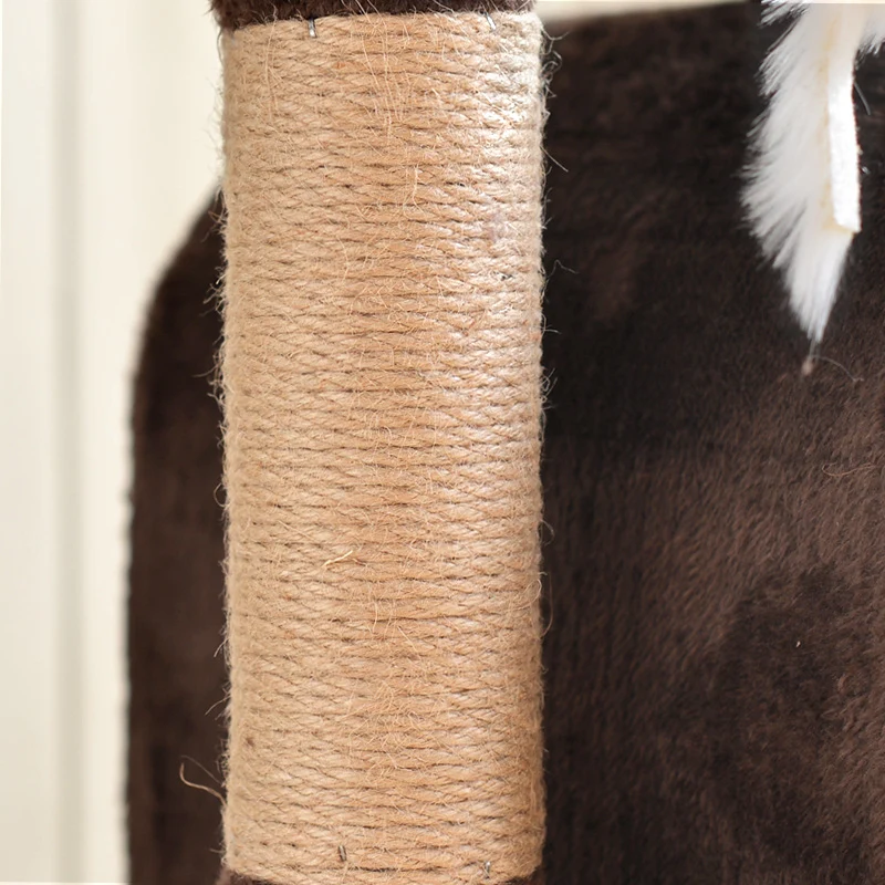 Katzenbaum groß, Braun Luxus Kratzbaum für Mehr Katzen, mit 3 Spielbällen & Katzenhaus aus weichem Plüsch