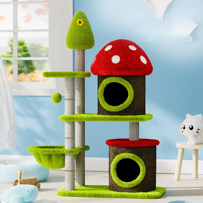 Katzen baum, buntem Pilz Geräumig Katzenhaus, Sisal-Kratzbaum, Katzenmöbel für mehrere Katzen, langlebig, Katzenübung