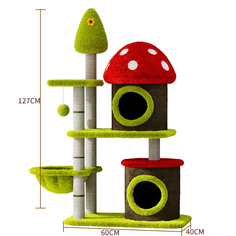 Katzen baum, buntem Pilz Geräumig Katzenhaus, Sisal-Kratzbaum, Katzenmöbel für mehrere Katzen, langlebig, Katzenübung