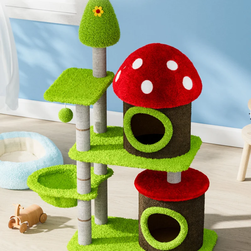 Katzen baum, buntem Pilz Geräumig Katzenhaus, Sisal-Kratzbaum, Katzenmöbel für mehrere Katzen, langlebig, Katzenübung