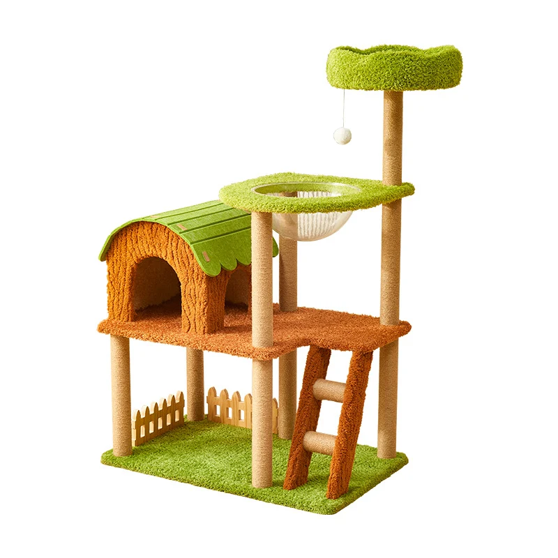 Katzenbaum für große Katzen, Moderner Stil 4-stöckiger Katzenbaum, Katzenbett in Raumkapselform, für Mehrkatzenhaushalte
