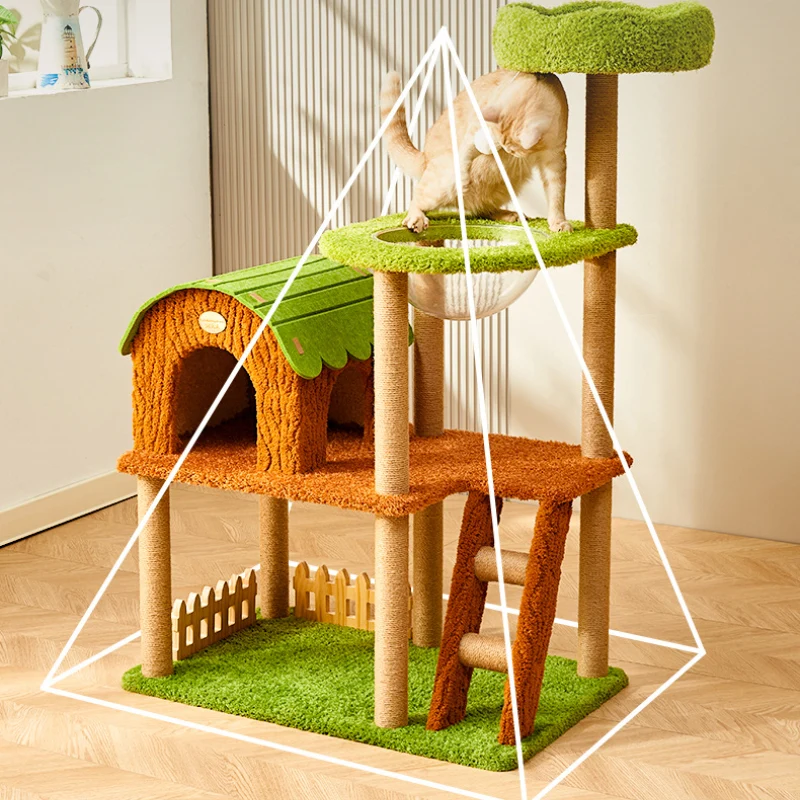 Katzenbaum für große Katzen, Moderner Stil 4-stöckiger Katzenbaum, Katzenbett in Raumkapselform, für Mehrkatzenhaushalte