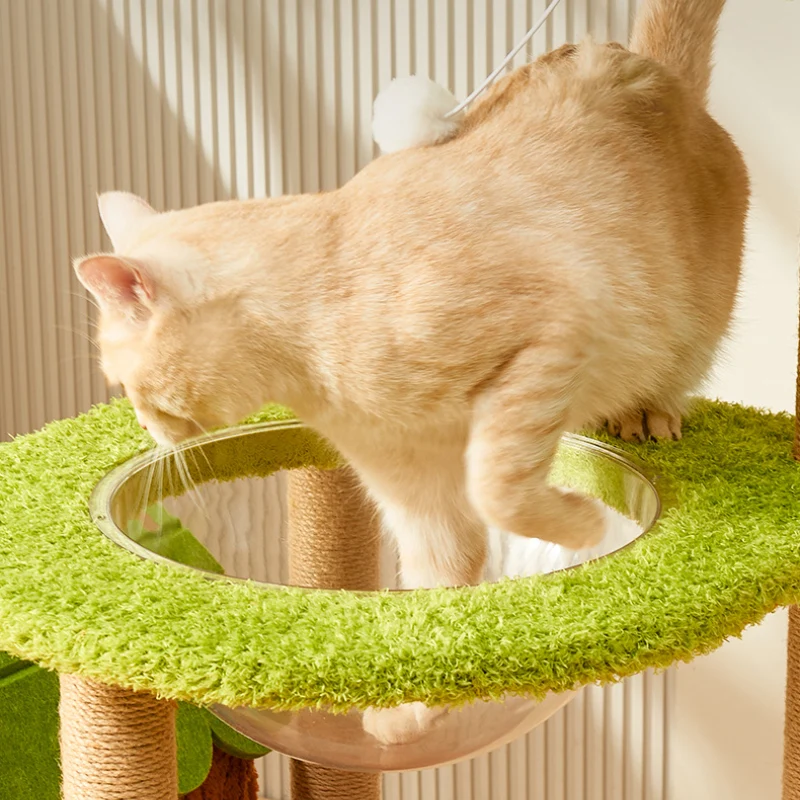 Katzenbaum für große Katzen, Moderner Stil 4-stöckiger Katzenbaum, Katzenbett in Raumkapselform, für Mehrkatzenhaushalte