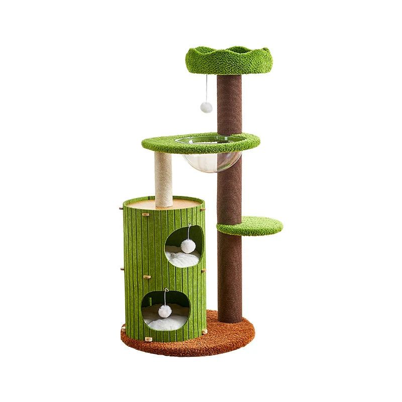 Katzenbaum Groß, Gefühlt Katzenhaus & Sisal Kratzsäule, Lebendige Farben, Mehrere Katzen, Ideal für Spiel und Entspannung