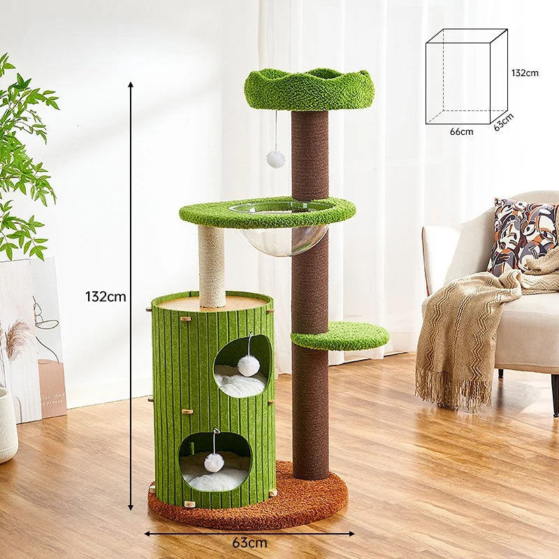 Katzenbaum Groß, Gefühlt Katzenhaus & Sisal Kratzsäule, Lebendige Farben, Mehrere Katzen, Ideal für Spiel und Entspannung