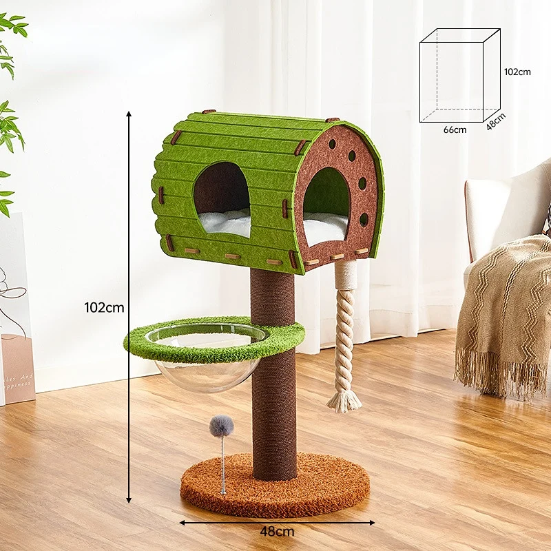 Katzenbaum Groß, Gefühlt Katzenhaus & Sisal Kratzsäule, Lebendige Farben, Mehrere Katzen, Ideal für Spiel und Entspannung