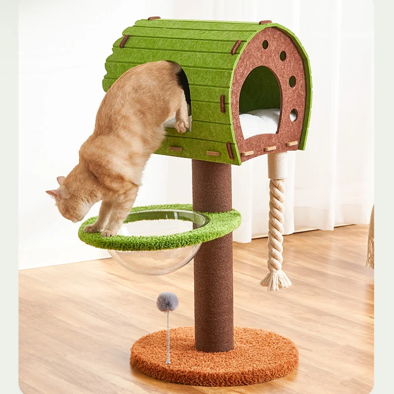 Katzenbaum Groß, Gefühlt Katzenhaus & Sisal Kratzsäule, Lebendige Farben, Mehrere Katzen, Ideal für Spiel und Entspannung