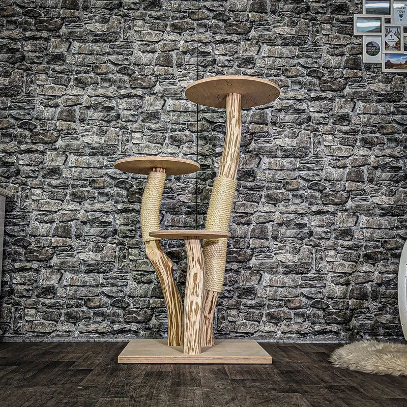 Naturkratzbaum 3781 Kratzbaum Natur Holz Design 122 cm hoch Katzenbaum
