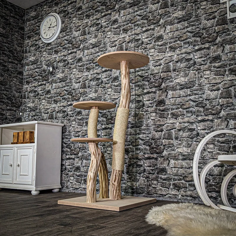 Naturkratzbaum 3781 Kratzbaum Natur Holz Design 122 cm hoch Katzenbaum