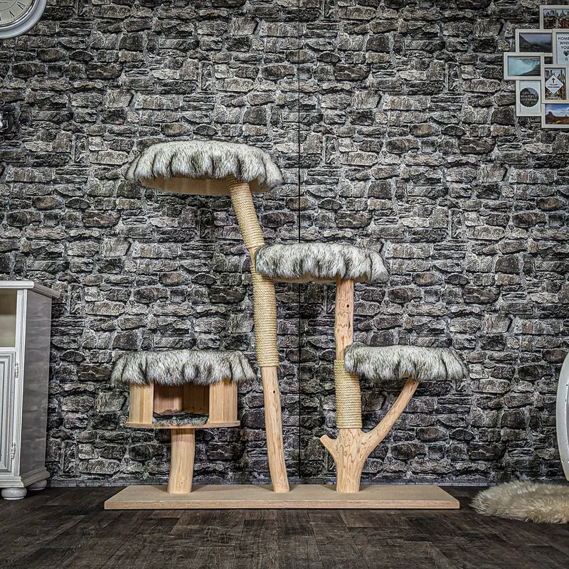 Naturkratzbaum 3779 Kratzbaum Natur Holz Design 123 cm hoch Katzenbaum