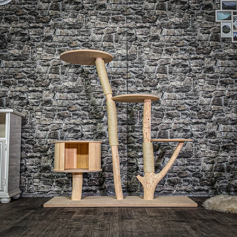 Naturkratzbaum 3779 Kratzbaum Natur Holz Design 123 cm hoch Katzenbaum