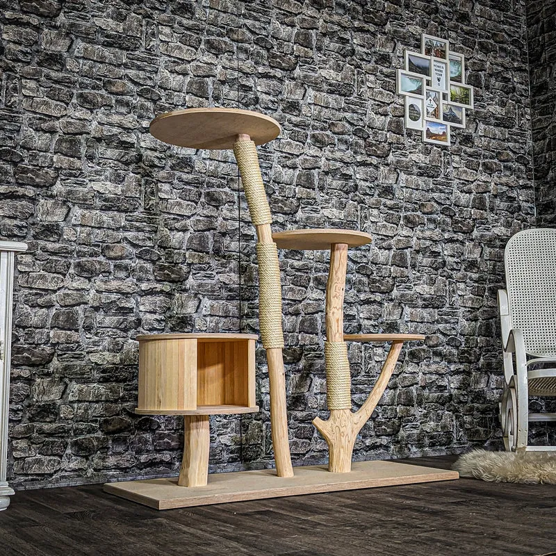 Naturkratzbaum 3779 Kratzbaum Natur Holz Design 123 cm hoch Katzenbaum