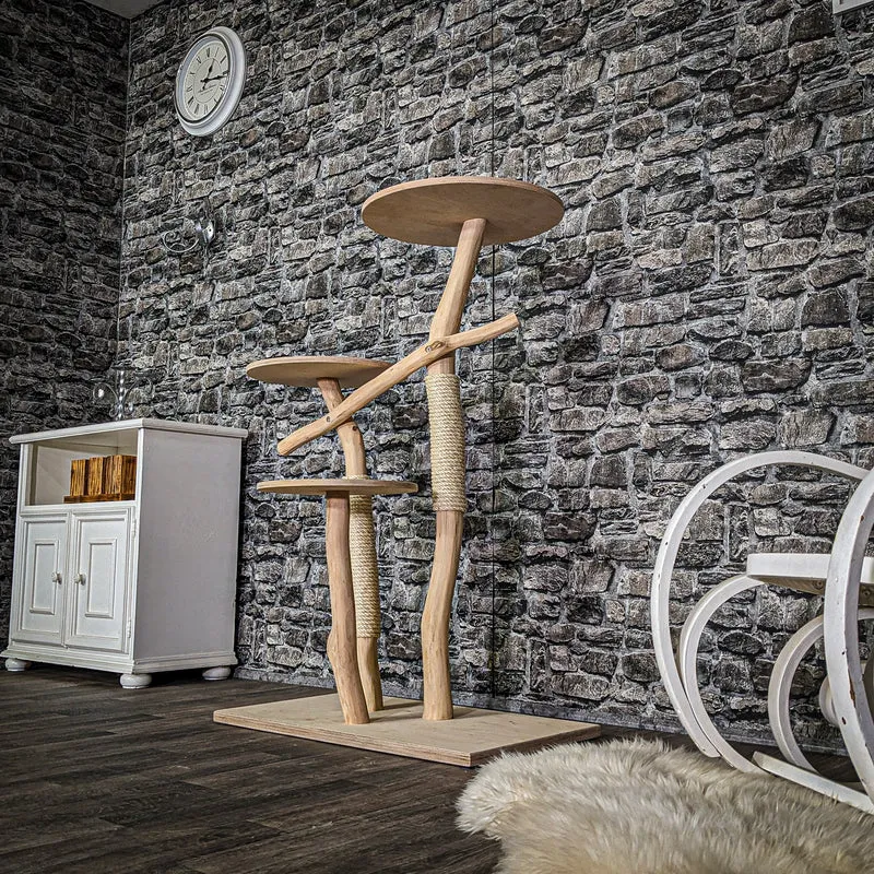 Naturkratzbaum 3777 Kratzbaum Natur Holz Design 115 cm hoch Katzenbaum