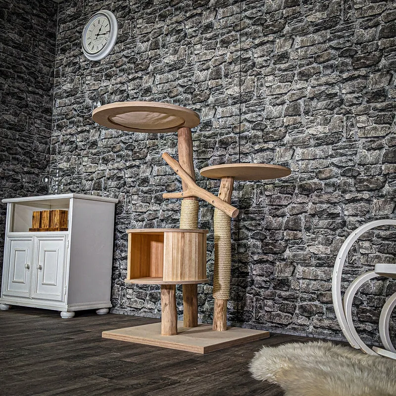 Naturkratzbaum 3776 Kratzbaum Natur Holz Design 115 cm hoch Katzenbaum