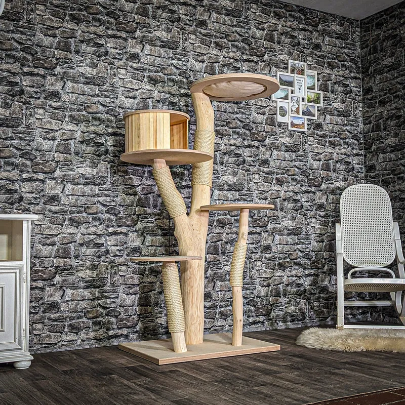 Naturkratzbaum 3774 Kratzbaum Natur Holz Design 163 cm hoch Katzenbaum