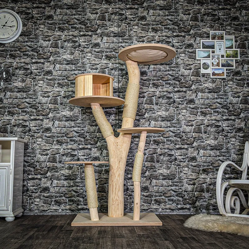Naturkratzbaum 3774 Kratzbaum Natur Holz Design 163 cm hoch Katzenbaum
