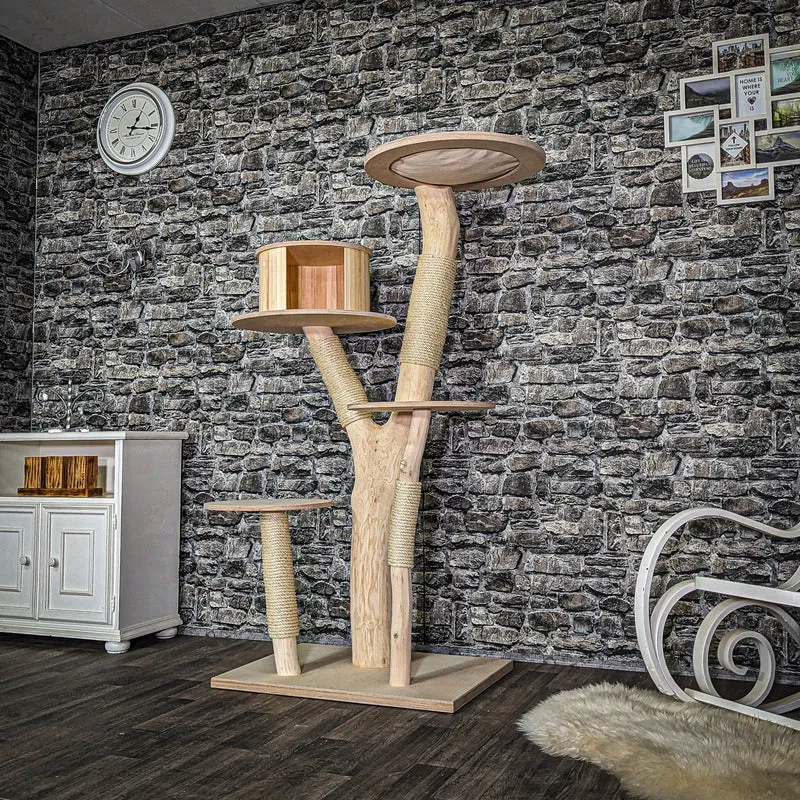 Naturkratzbaum 3774 Kratzbaum Natur Holz Design 163 cm hoch Katzenbaum