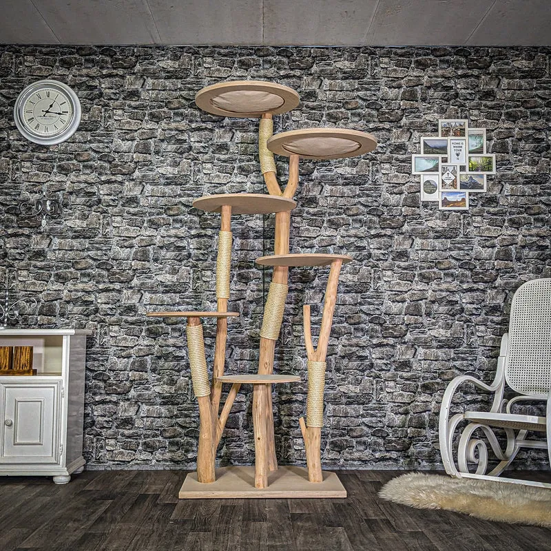 Eckkratzbaum Naturkratzbaum 3773 Kratzbaum Natur Holz Design 205 cm hoch Katzenbaum